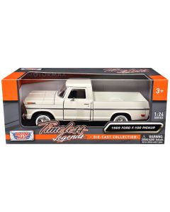 1969 Ford F-100 Pickup Truck Diecast Model Car 1/24 Scale Cream Motormax