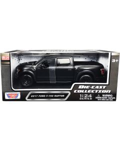 2017 Ford F-150 Raptor Diecast Model Car 1/24 Matt Black Sunroof Motormax