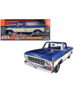 1979 Ford F-150 Pickup Truck 1/24 Diecast Model Car Blue/Cream by Motormax