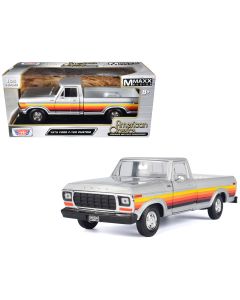 1979 Ford F-150 Custom Pickup Truck Diecast Model 1/24 Silver Metallic Motormax