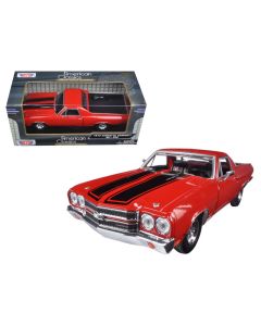 1970 Chevrolet El Camino SS 396 Diecast Model Car Red Black Stripes 1/24 Motormax