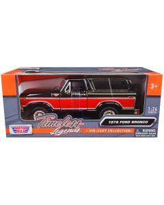 1978 Ford Bronco Ranger XLT Black/Red 1/24 Diecast Model Car Motormax