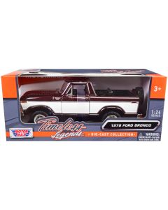 1978 Ford Bronco Ranger XLT Open Top 1/24 Diecast Model Car Burgundy White Motormax