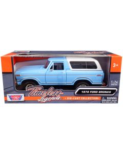 1978 Ford Bronco Custom Light Blue White 1/24 Diecast Model Car Motormax Legends