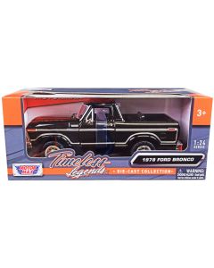 1978 Ford Bronco Custom Open Top Black 1/24 Diecast Model Car Motormax