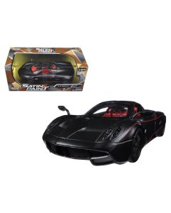 1/24 Pagani Huayra Diecast Model Car Matt Black Red Interior by Motormax
