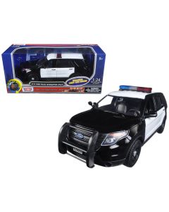 2015 Ford Police Interceptor Utility 1/24 Diecast Model Car Black White Lights Sounds