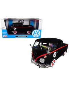 2023 Volkswagen Type 2 T1 Double Cab Pickup 1/24 Diecast Model Matt Black by Motormax