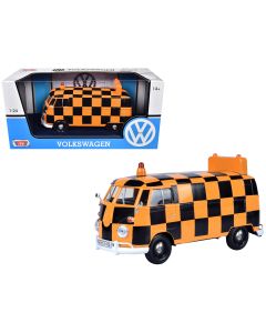 2023 Volkswagen Type 2 (T1) Diecast Model Car - Black & Orange Checkered 1/24 Scale