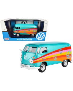 2023 Volkswagen Type 2 T1 Delivery Van Peace Turquoise Metallic 1/24 Diecast Model