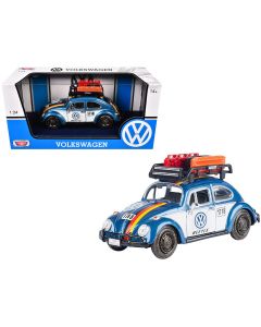 1966 Volkswagen Beetle Off Road Diecast Model Car 1/24 Blue Metallic Roof Rack