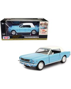 1964 1/2 Ford Mustang Diecast Model Car Light Blue White Top James Bond 007 Thunderball 1/24