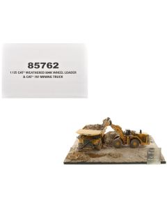 2023 CAT 994K Wheel Loader & 797 Mining Truck Diecast Model Set 1/125 Weathered Series