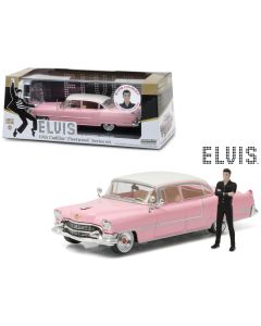 1955 Pink Cadillac Fleetwood Series 60 Diecast Model Car with Elvis Figurine 1/43 by Greenlight