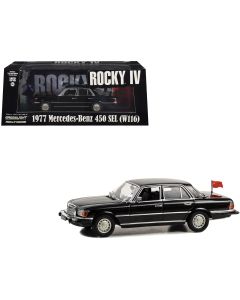 1977 Mercedes-Benz 450 SEL W116 Black Diecast Model Car 1/43 Greenlight Rocky IV