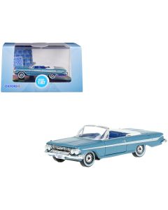 1961 Chevrolet Impala Convertible Diecast Model Car HO Scale Jewel Blue Metallic