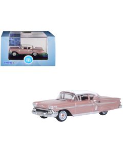1958 Chevrolet Impala Diecast Model Car HO Scale Cay Coral Pink Metallic White Top