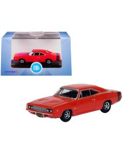 1968 Dodge Charger Diecast Model Car 1/87 HO Scale Bright Red Black Stripes