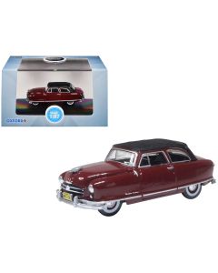 1950 Nash Rambler Custom Landau Convertible Diecast Model Car 1/87 HO Scale Sunset Maroon Black Top
