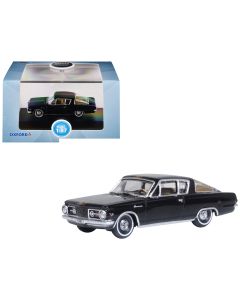 1965 Plymouth Barracuda Diecast Model Car Black Gold Stripes 1/87 HO Scale Oxford
