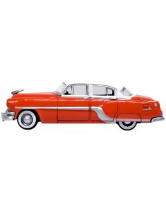 1954 Pontiac Chieftain Diecast Model Car 1/87 HO Scale Coral Red Winter White Top