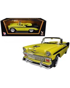 1956 Chevrolet Bel Air Convertible Diecast Model Yellow/Black 1/18 by Road Signature