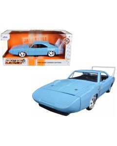 1969 Dodge Charger Daytona 1/24 Diecast Model Car Light Blue White Bigtime Muscle