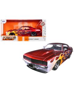 1969 Chevrolet Camaro Diecast Model Car Red with Flames 1/24 Jada