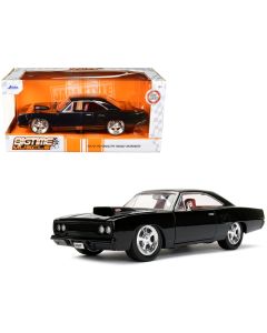 1970 Plymouth Road Runner 440 Black Red Interior 1/24 Diecast Model Car Jada