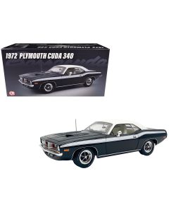 1972 Plymouth Cuda 340 Diecast Model Car, Black & White Stripes, Limited Edition 1/18