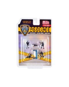 1/64 Scale Diecast Police Line 2 Set 6pc American Diorama Limited Edition 4800