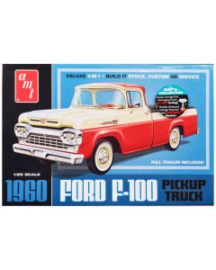 1960 Ford F-100 Pickup Truck Model Kit 1/25 Scale with Trailer by AMT