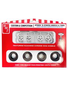 Model Kit 1/25 Scale AMT Spokes 'N Stripes Wheels Tires Set 4 Pieces