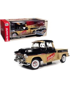 1957 Chevrolet 3100 Stepside Pickup Truck Diecast Model Black Tan Leinenkugel's 1/18