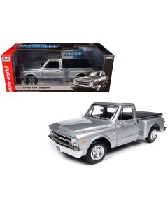 1968 Chevrolet C10 Stepside Pickup Truck 1/18 Diecast Model Silver Metallic Auto World