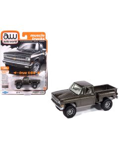 1981 Chevrolet Silverado Stepside Pickup Truck 1/64 Diecast Graystone Metallic Auto World
