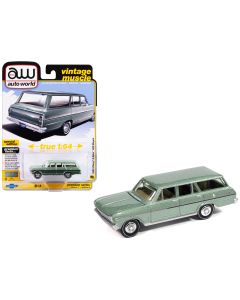 1963 Chevrolet II Nova 400 Wagon Diecast Model Car 1/64 Laurel Green Metallic