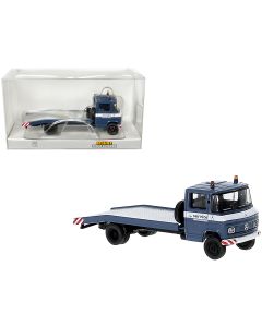 1968 Mercedes-Benz L 608 D Flatbed Truck HO Scale Model Blue White Stripes