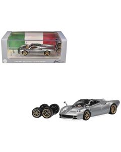 2023 Pagani Huayra Codalunga 1/64 Diecast Model Car Silver Metallic Sunroof Extra Wheels