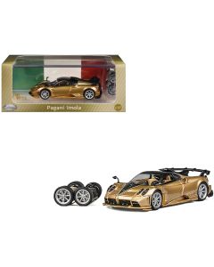 2023 Pagani Imola Gold Carbon Metallic 1/64 Diecast Model Car w/ Black Top & Extra Wheels