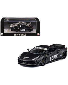 2023 LB Works 488 LBWK Matt Black Diecast Model Car 1/64 by CM Models