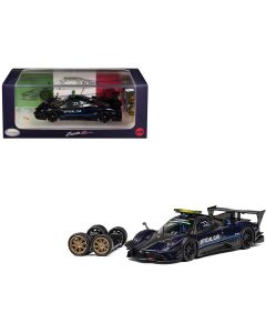2023 Pagani Zonda Revolucion Diecast Model Car 1/64 Dark Blue Carbon Extra Wheels