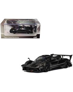 2018 Pagani Zonda Revolucion Black Full Carbon 1/64 Diecast Model Car w/ Extra Wheels
