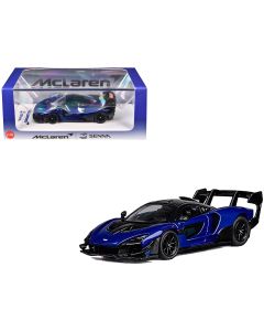 2023 McLaren Senna GTR 1/64 Diecast Model Car Blue Metallic Black Top CM Model