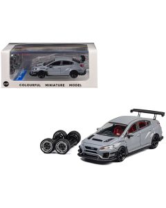 2023 Subaru WRX STI S4 Gray Red Interior 1/64 Diecast Model Car by CM Models with Extra Wheels