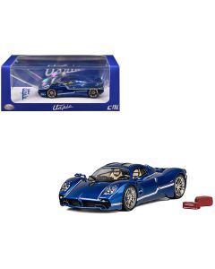 2023 Pagani Utopia Blue Metallic Diecast Model Car 1/64 by CM Model, White Stripes