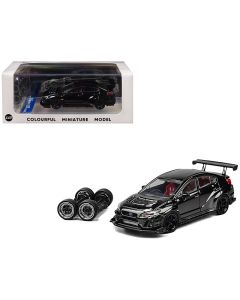 2023 Subaru WRX S4 Widebody Black Metallic Red Interior 1/64 Diecast Model Car