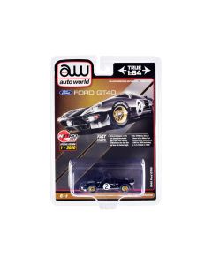 1966 Ford GT40 RHD Black Silver Stripes 1/64 Diecast Model Car Auto World Limited Edition