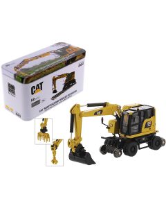 2018 CAT M323F Railroad Wheeled Excavator Diecast Model 1/87 Scale with 3 Accessories