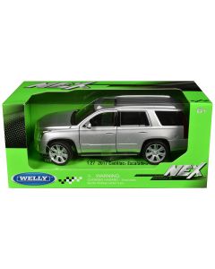 2017 Cadillac Escalade Diecast Model Car 1/24 Silver Metallic Sunroof by Welly
